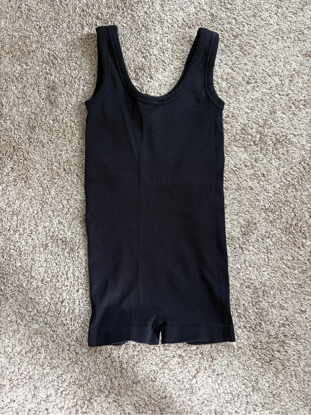 Classic Black Ribbed Tank Romper Jumpsuit